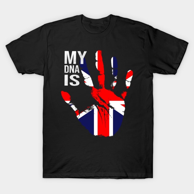 British Flag, My DNA Is British, Great Britain Flag T-Shirt by Jakavonis